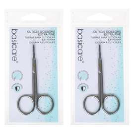 Basicare Extra Fine Curved Cuticle and Hangnail Scissors Precision x2