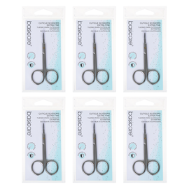 Basicare 6 Pack Extra Fine Cuticle Hangnail Curved Blade Nail Scissors