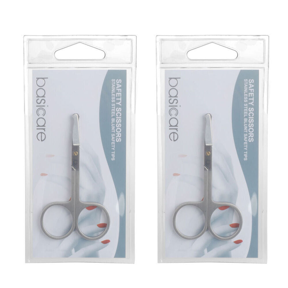 Basicare Toddler Safety Nail Scissors Stainless Steel Blunt Rounded Tips x2