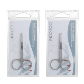 Basicare Toddler Safety Nail Scissors Stainless Steel Blunt Rounded Tips x2