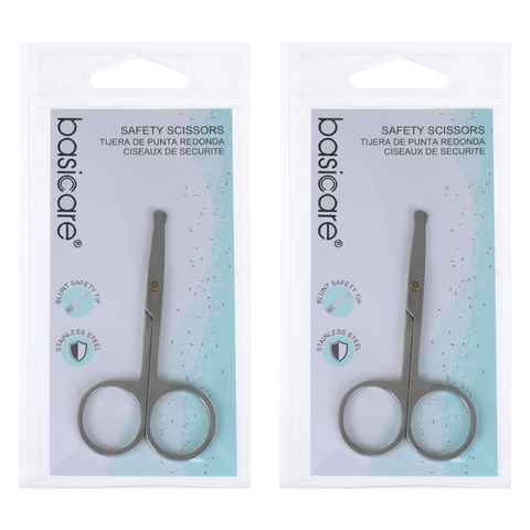 Basicare Toddler Safety Nail Scissors Stainless Steel Blunt Rounded Tips x2