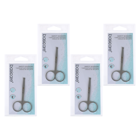 Basicare Toddler Safety Nail Scissors Bundle of 4 Stainless Steel Blunt Tips