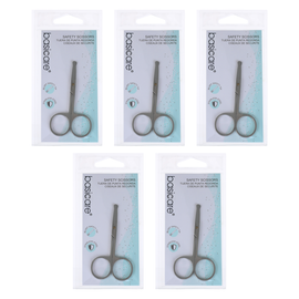 Basicare Toddler Safety Nail Scissors Bundle of 5 Stainless Steel Blunt Tips