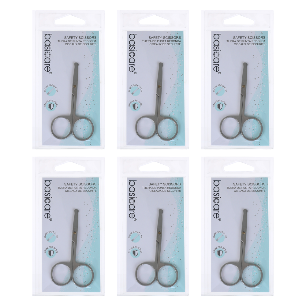 Basicare Toddler Safety Nail Scissors 6 Pack Stainless Steel Blunt Tips
