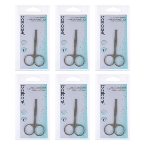 Basicare Toddler Safety Nail Scissors 6 Pack Stainless Steel Blunt Tips
