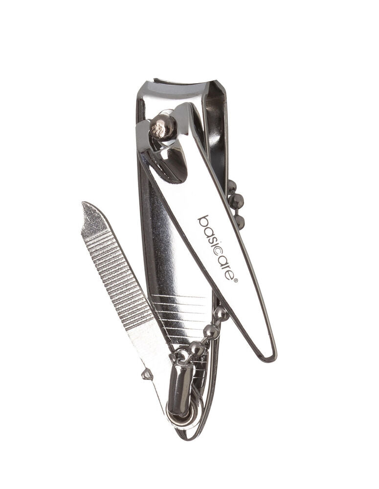 Basicare Nail Clipper 4 Pack Stainless Steel Contoured Blades with File