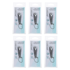 Basicare Stainless Steel Nail Clipper Bundle of 6 with File and Keychain