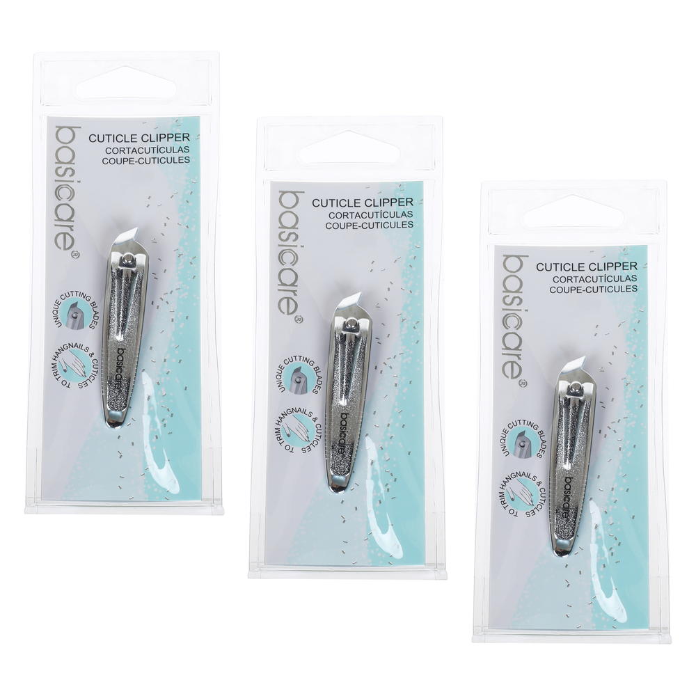 Basicare Stainless Steel Cuticle Clipper 3 Pack Bundle