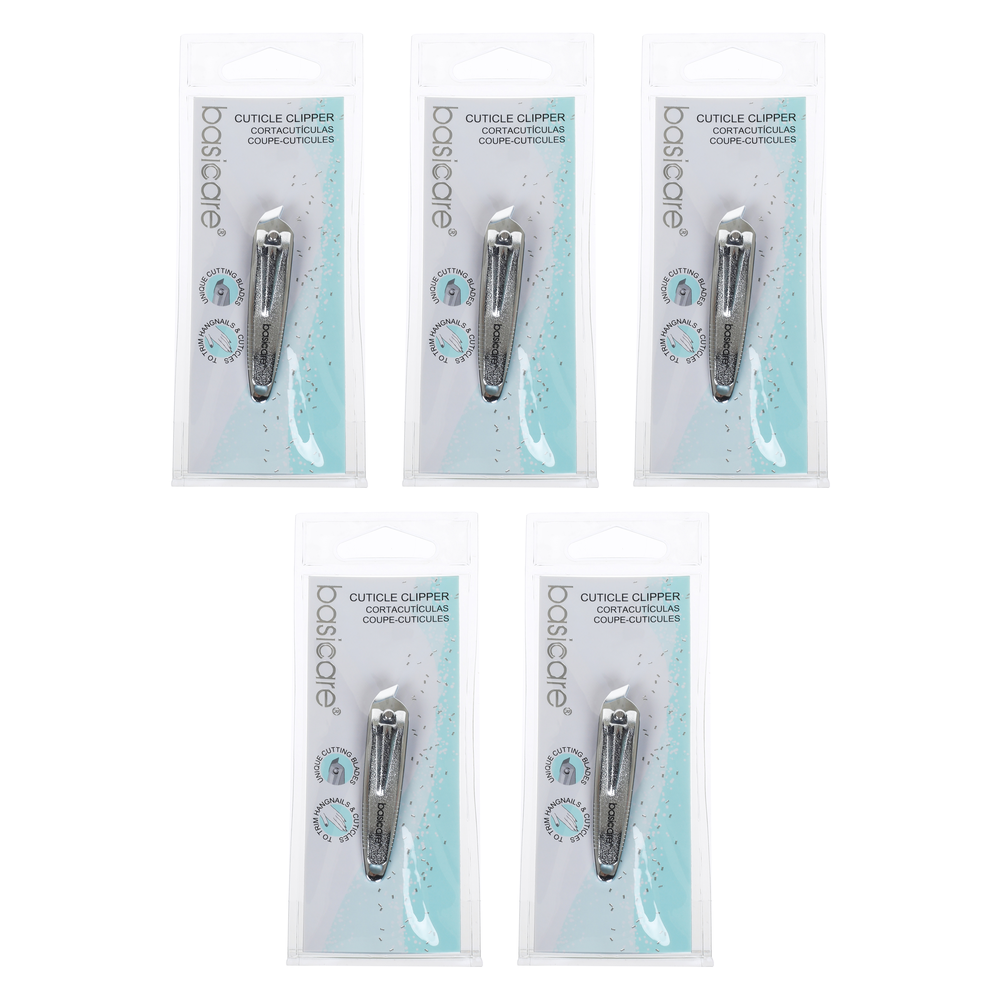 Basicare Stainless Steel Cuticle Clipper 5 Pack Bundle for Precise Grooming