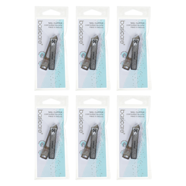 Basicare Stainless Steel Slanted Nail Clipper 6 Pack for Fingers and Toes