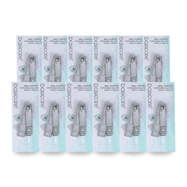 Basicare Nail Clipper Stainless Steel Curved Blades with Built In Laser File Pack of 12