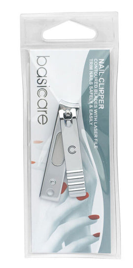 Basicare Stainless Steel Nail Clipper with Contoured Blades and Laser File