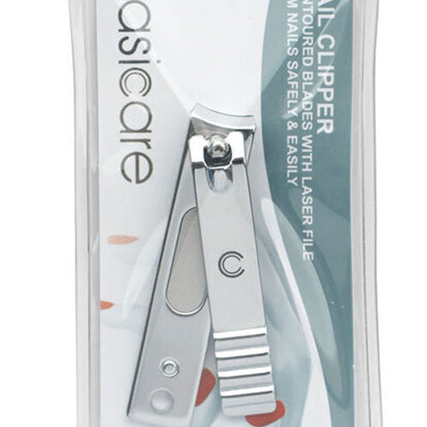 Basicare Stainless Steel Nail Clipper with Contoured Blades and Laser File