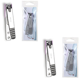 Basicare Stainless Steel Toenail Clipper 2 Pack with Catcher and Laser File