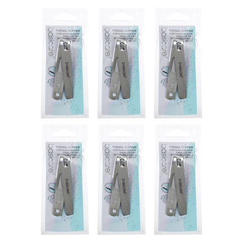 Basicare Stainless Steel Toenail Clipper with Catcher and Laser File 6 Pack