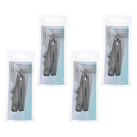 Basicare Stainless Steel Straight Toenail Clippers with Catcher 4 Pack