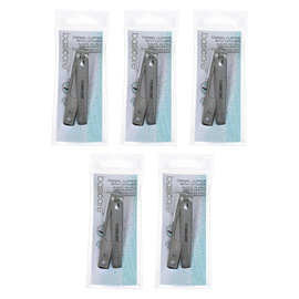 Basicare Stainless Steel Straight Toenail Clippers with Catcher 5 Pack Bundle