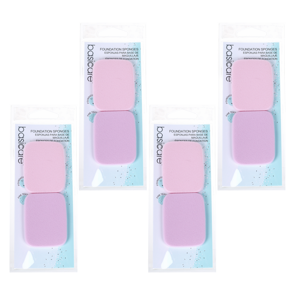 Basicare Foundation Sponge SBR Makeup Applicator 5.5cm x 4.3cm 4 Pack
