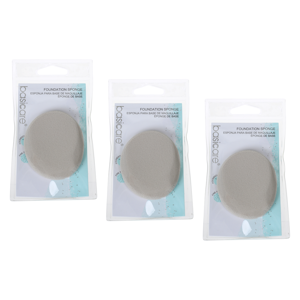 Basicare Foundation Sponge 6 x 7cm Bundle of 3 Soft Durable Makeup Applicator