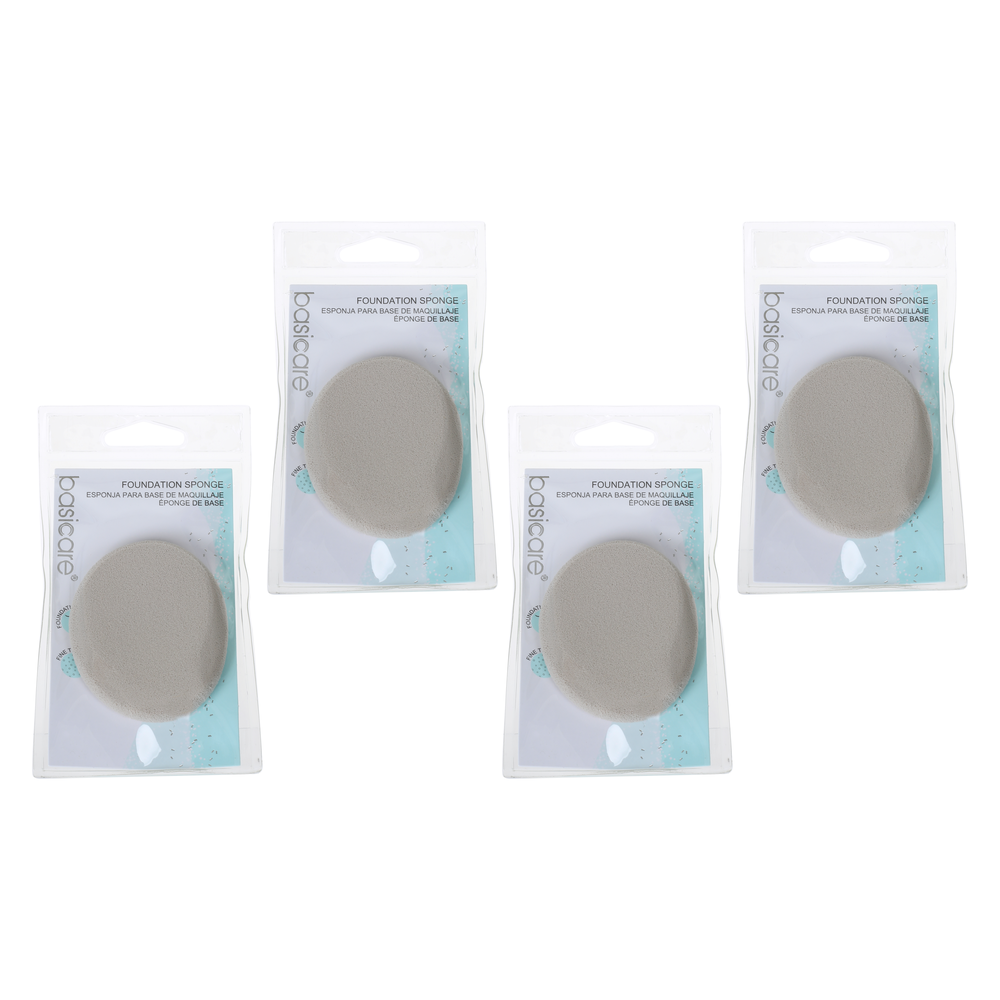Basicare Bundle of 4 Foundation Sponge 6 x 7cm Soft Durable Wet or Dry