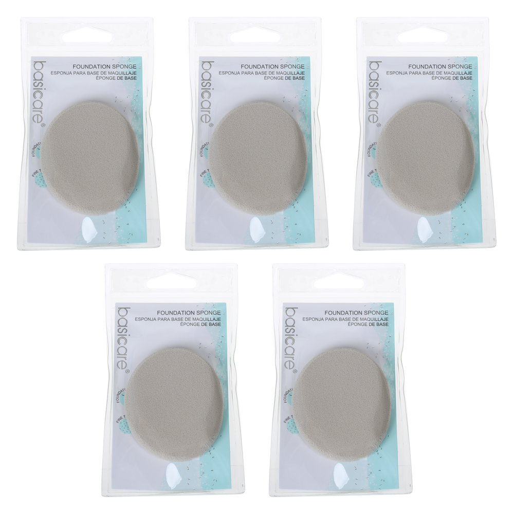 Basicare Foundation Sponge 6 x 7cm Bundle 5 Pack Soft Durable Makeup Applicator