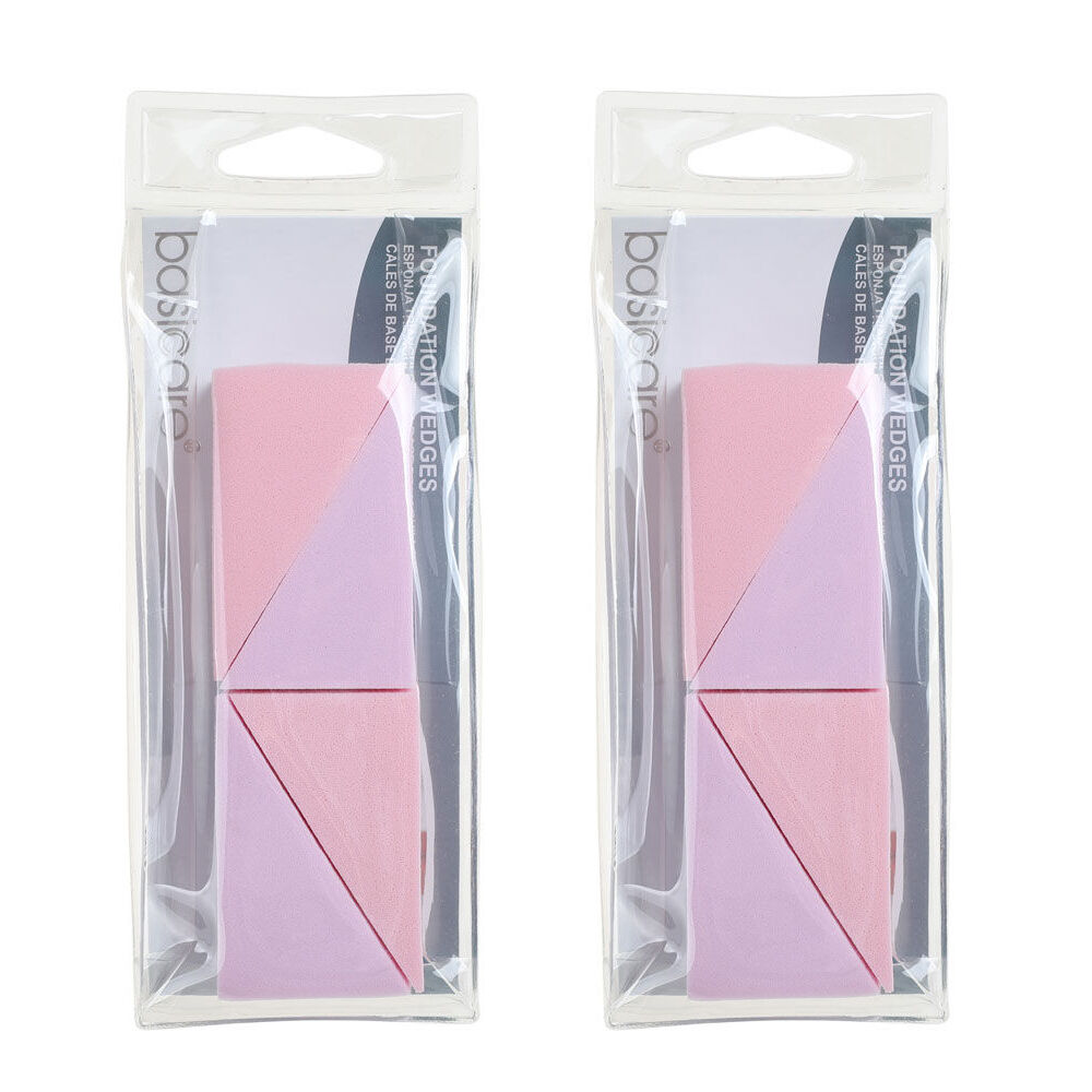 Basicare Foundation Wedges Latex Free Reusable Washable Makeup Sponges x 2