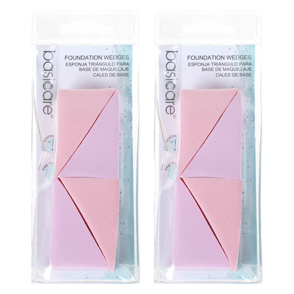 Basicare Foundation Wedges Latex Free Reusable Washable Makeup Sponges x 2