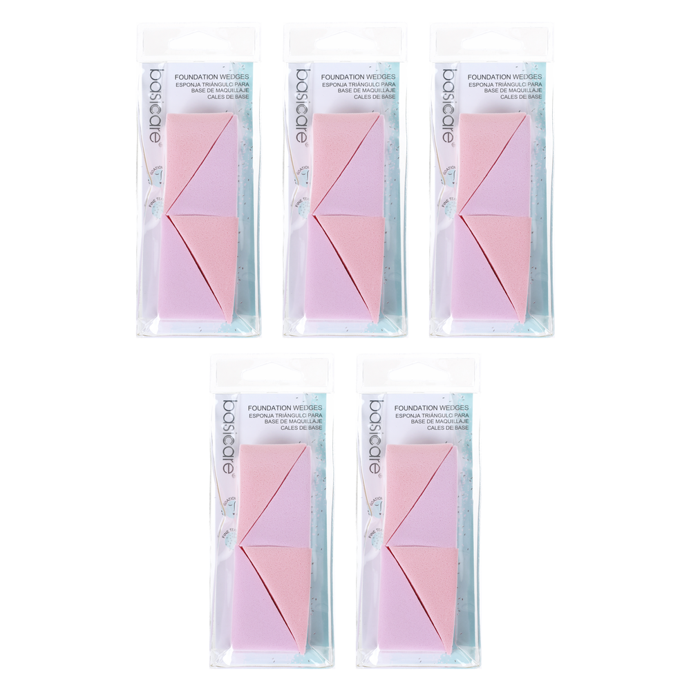 Basicare Foundation Wedges Latex Free Reusable Washable Makeup Sponge 5 Pack