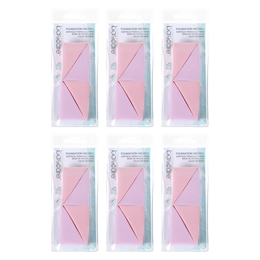 Basicare Foundation Wedges Pack of 6 Latex Free Reusable Makeup Sponges