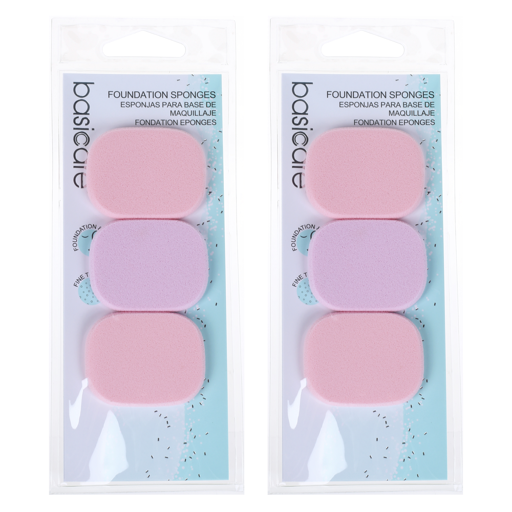 Basicare Foundation Sponge Dual Use Soft Durable Makeup Applicator 4.3x3.3cm 2pc