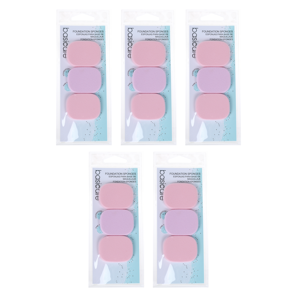 Basicare Foundation Sponge Bundle of 5 4.3x3.3cm Durable Soft Makeup Applicator