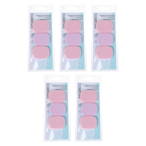 Basicare Foundation Sponge Bundle of 5 4.3x3.3cm Durable Soft Makeup Applicator