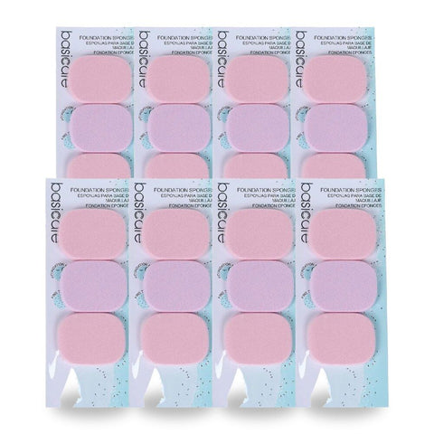 Basicare Foundation Sponge Durable Soft Dual Purpose Makeup Applicator 4.3x3.3cm Bundle of 8