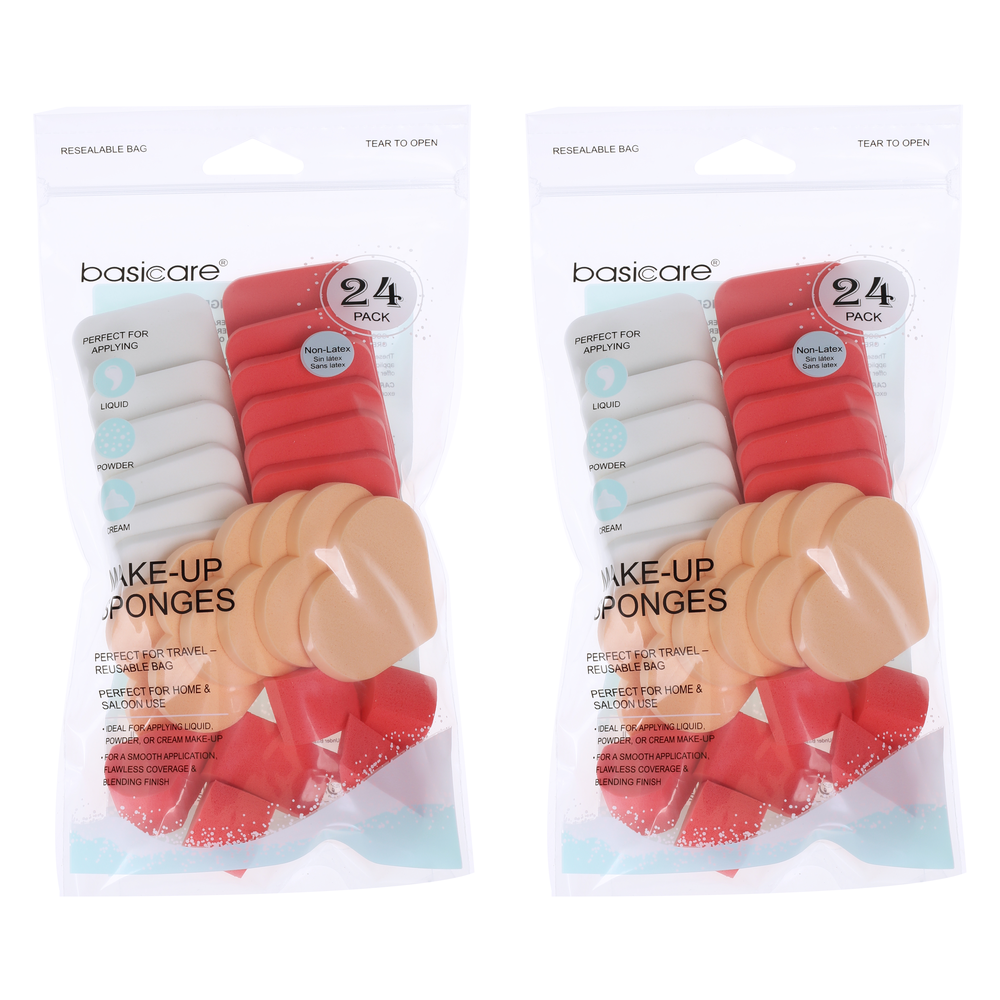 Basicare Rectangle Makeup Sponges 48 Pack Soft Reusable Cosmetic Applicators