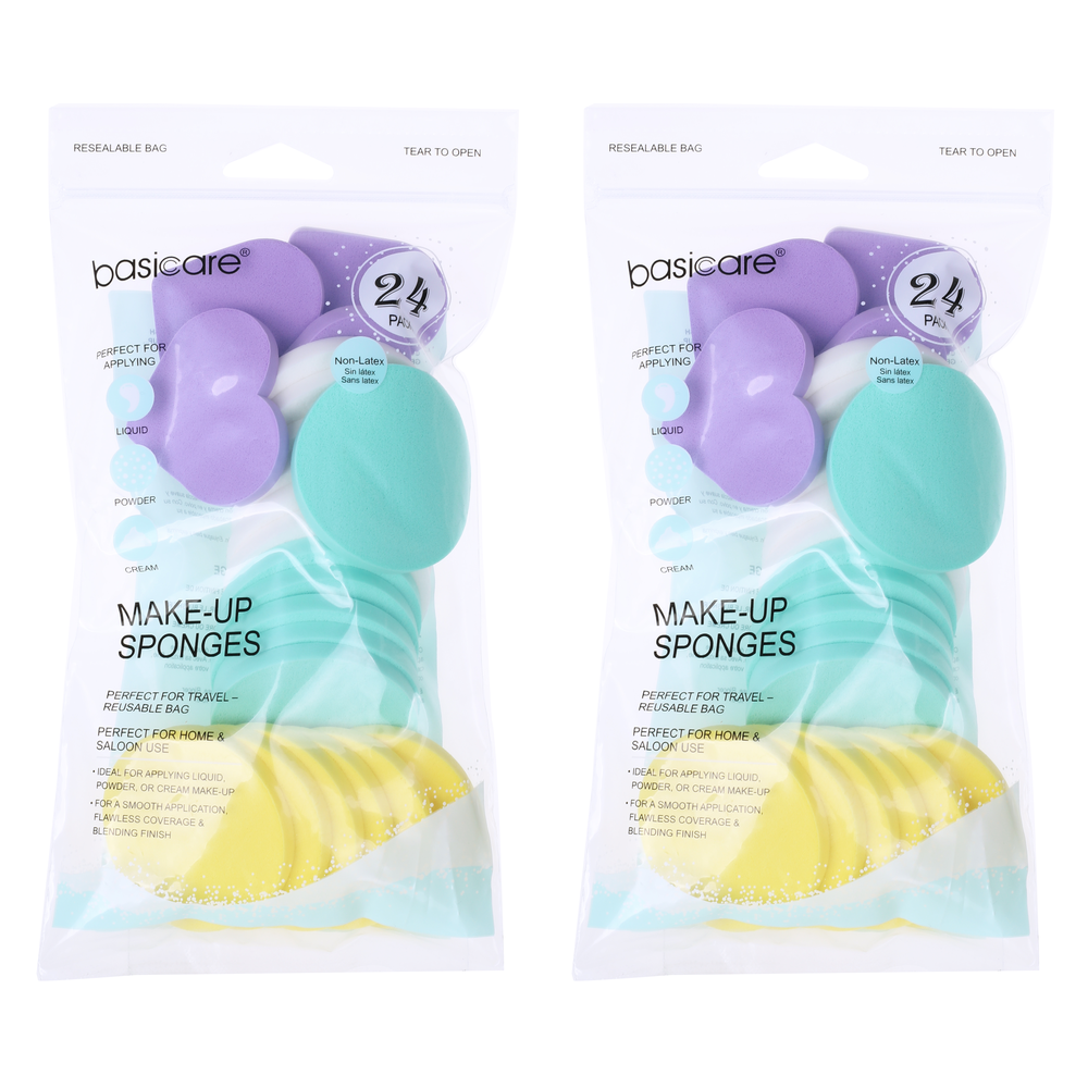 Basicare Round Makeup Sponges Reusable Cosmetic Applicators 2 x 24 Pack