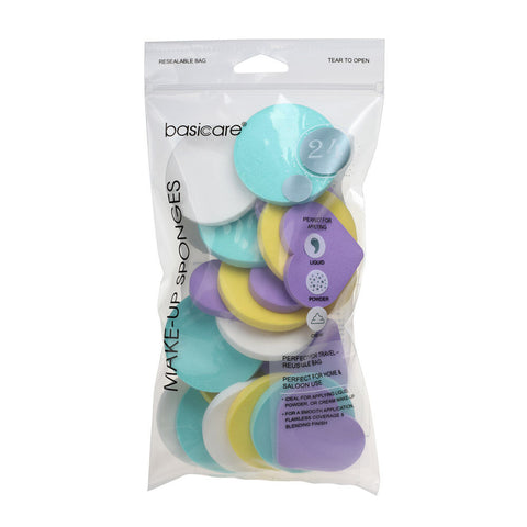 Basicare Round Makeup Sponges Reusable Cosmetic Applicators for Foundation 24 Pack