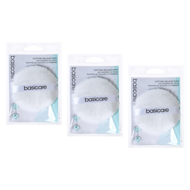 Basicare Compact Velour Puff Bundle of 3 Makeup Powder Applicator