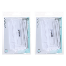 Basicare White Cosmetic Headband Towel Makeup and Facial Cleansing 2 Pack