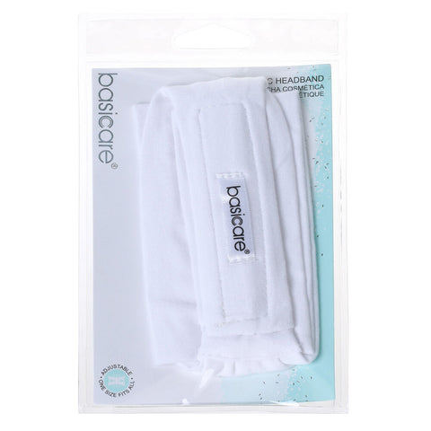 Basicare White Cosmetic Headband Towel for Makeup and Facial Cleansing
