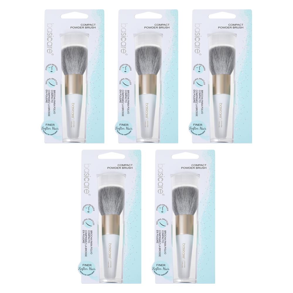 Basicare Compact Powder Brush 5 Pack Soft Goat Hair for Powder Bronzer
