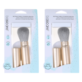 Basicare Retractable Powder Brush Soft Goat Hair for Powder and Bronzer x2