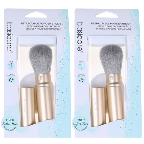 Basicare Retractable Powder Brush Soft Goat Hair for Powder and Bronzer x2