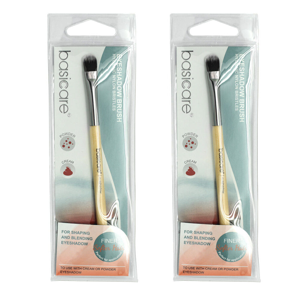 Basicare Eyeshadow Brush 13cm Pack of 2 Washable Nylon Bristles for Blending