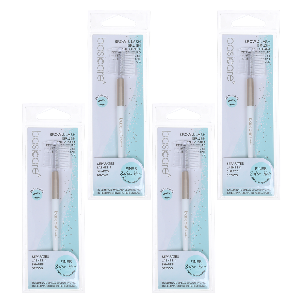 Basicare Brow and Lash Brush 13cm 4 Pack Nylon Bristles for Brows and Lashes