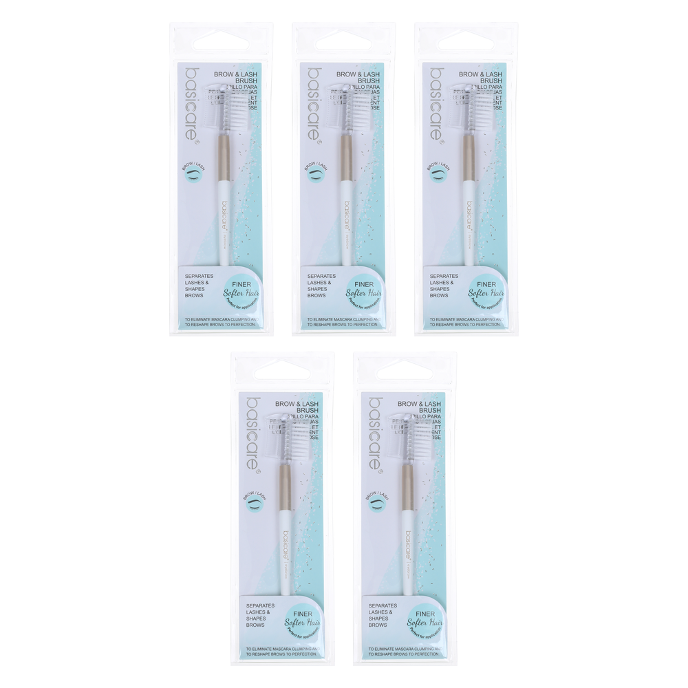 Basicare Brow and Lash Brush 13cm Nylon Bristles Bundle of 5