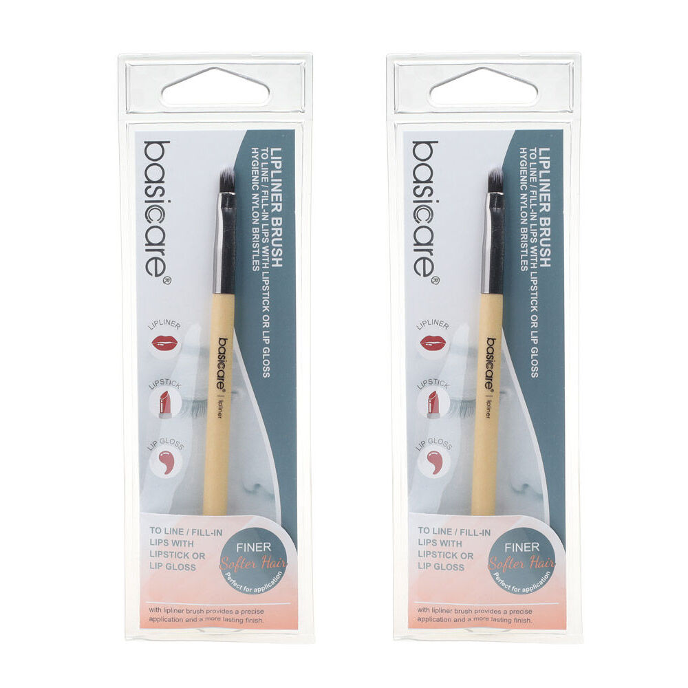 Basicare Lip Liner Brush 13cm Pack of 2 Tapered Nylon Bristles