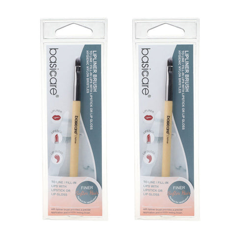 Basicare Lip Liner Brush 13cm Pack of 2 Tapered Nylon Bristles