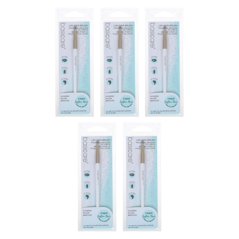 Basicare Lip Liner Brush 13cm Bundle of 5 Nylon Tapered Tip