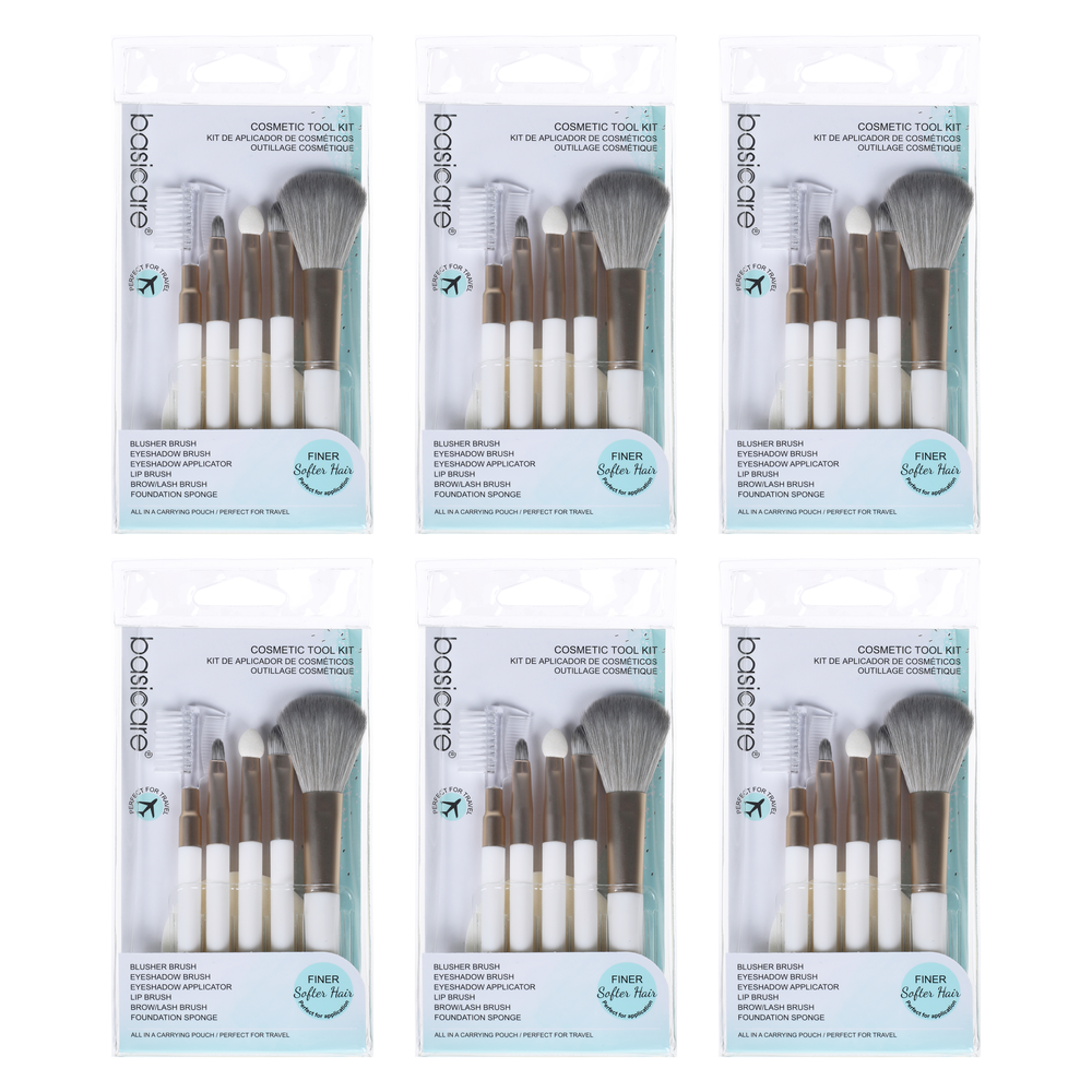 Basicare Bundle of 6 5 Piece Makeup Brush Sets with Foundation Sponge