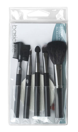 Basicare 5 Piece Cosmetic Application Brush Set with Foundation Sponge